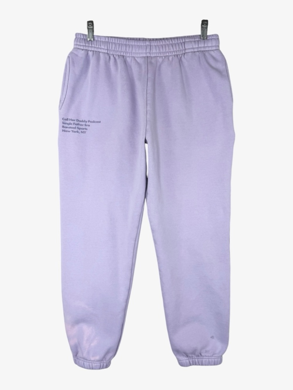 Barstool Sports Call Her Daddy lavender joggers L heavyweight sweatpants pockets